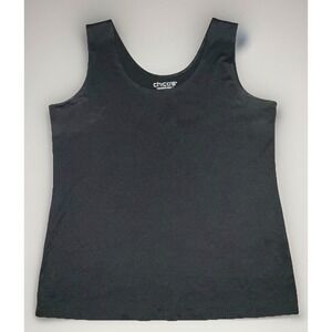 Chicos Women's Black Tank Top Sleeveless Basic‎ Layering Top Size 3